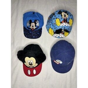 Disney Youth Hat Lot 4 Mickey Mouse Donald Duck Caps Bucket Adjustable Set